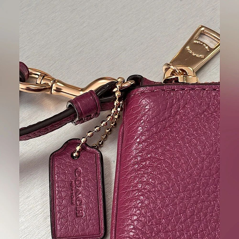 Coach Berry Purple/ Striped Leather Pouch /Wristlet